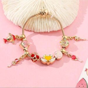 Gold Plated Sailor Moon Themed Charm Bracelet
